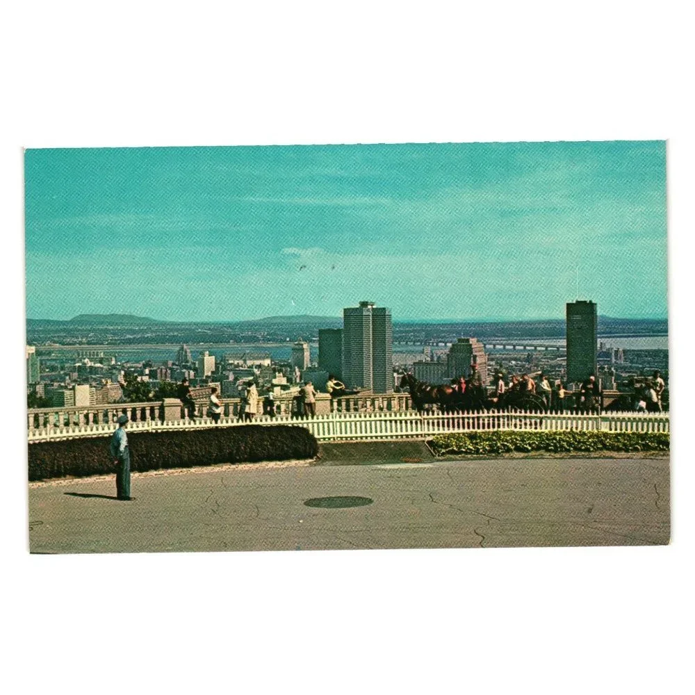 Vintage Postcard Montreal Canada Mount Royal French Carriages People Landscape
